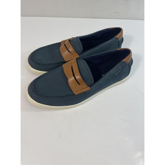 Cole Haan Nantucket Penny Shoes Mens Size 9.5M Blue Tan Nubuck Loafers New main image 5